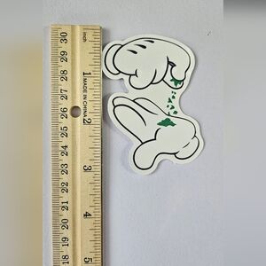 Quirky sticker, skateboard sticker, Mickey hands